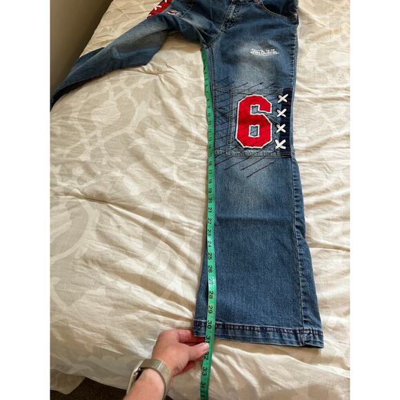 Von Dutch vintage y2k embroidered number logo patches jeans women’s 6/juniors 9 - Picture 7 of 13
